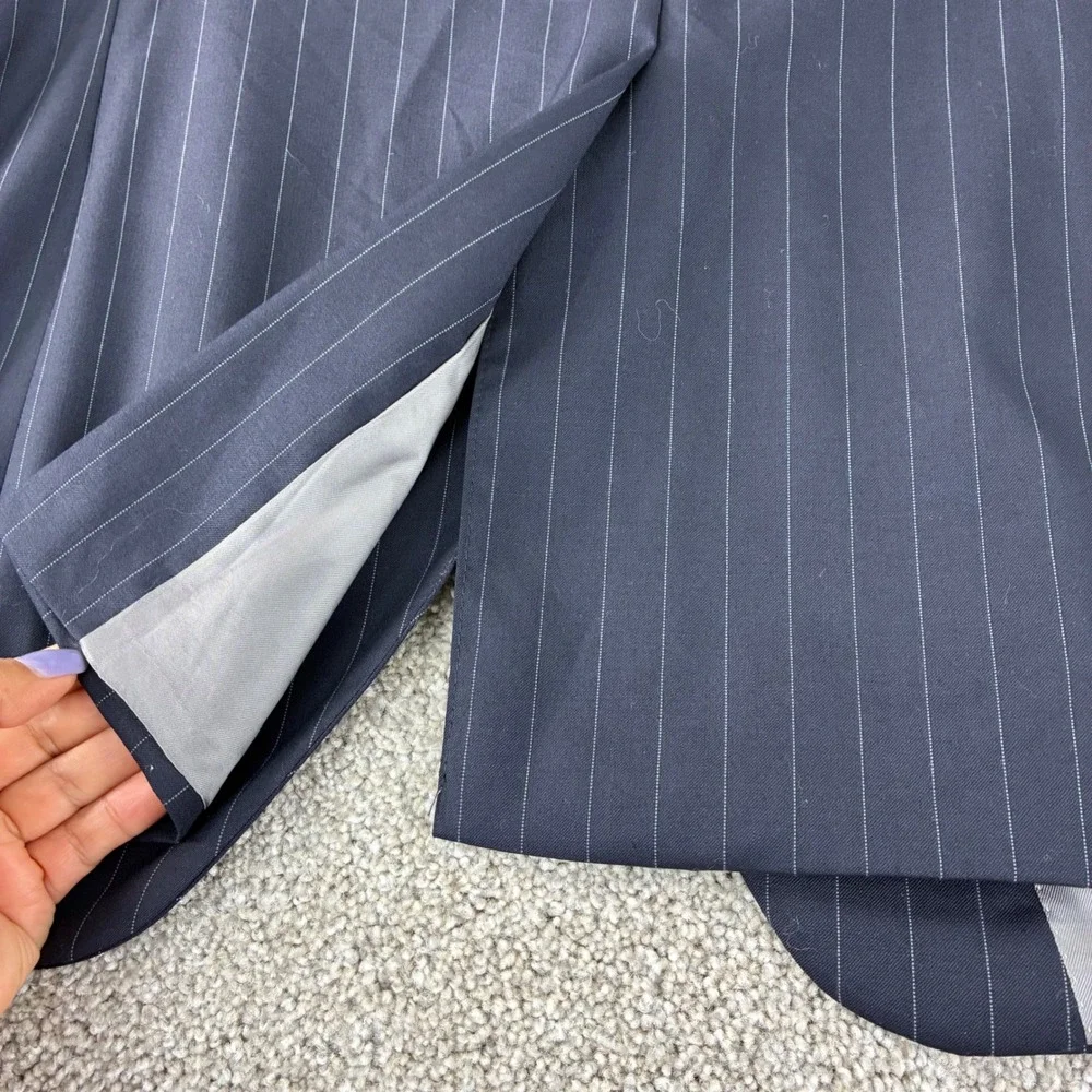 Jack Victor Von Maur Mens 42R Navy Pinstripe‎ Wool Two Button Blazer Jacket
